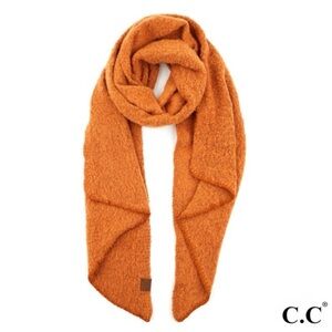 C.C Women's Boucle Knit Bias Cut Scarf Rust Brown Large Length 82 inches